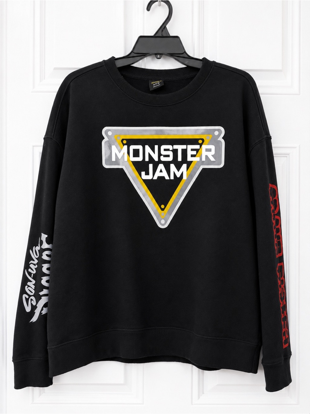 Monster Jam Black Crewneck Sweatshirt with Yellow & Silver Monster Jam Emblem